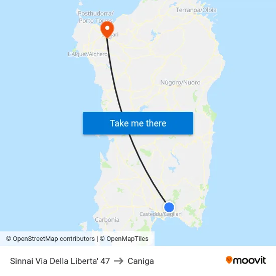 Sinnai Liberty Street 47 to Caniga map