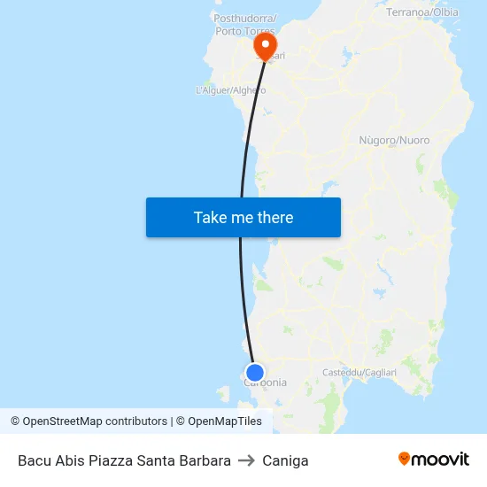 Bacu Abis Santa Barbara Square to Caniga map