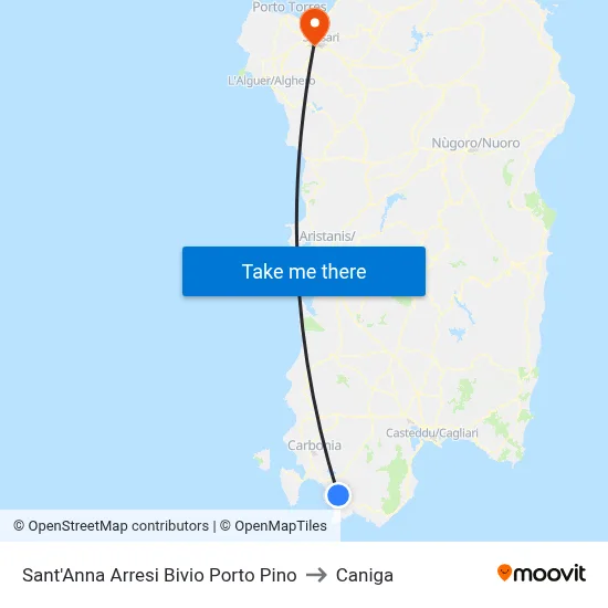 Sant'Anna Arresi Porto Pino Junction to Caniga map