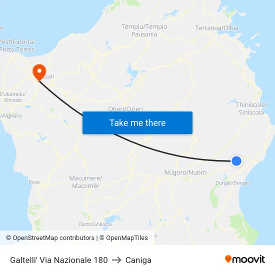 Galtelli Via Nazionale 180 to Caniga map