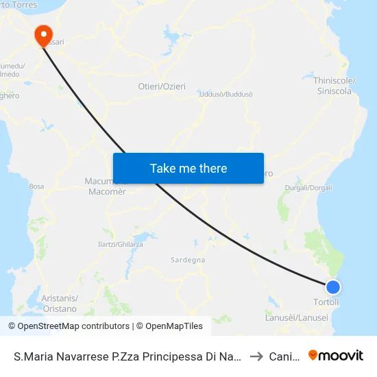 Santa Maria Navarrese Piazza Principessa Di Navarra to Caniga map