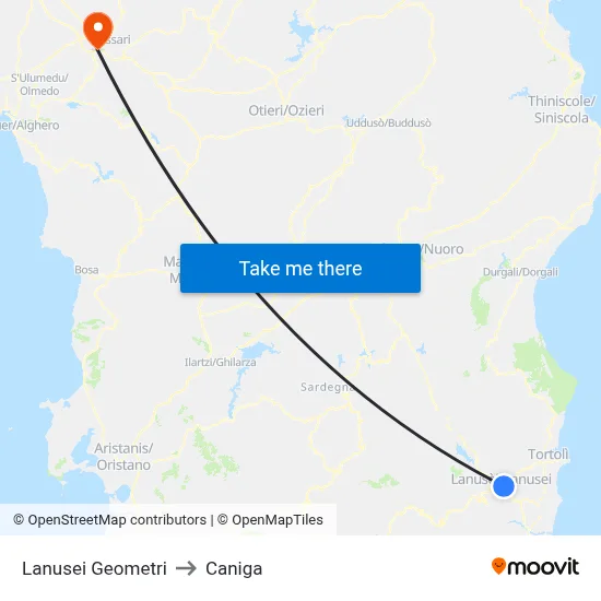 Lanusei Surveyors to Caniga map
