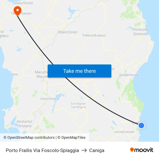 Porto Frailis Foscolo Street-Beach to Caniga map