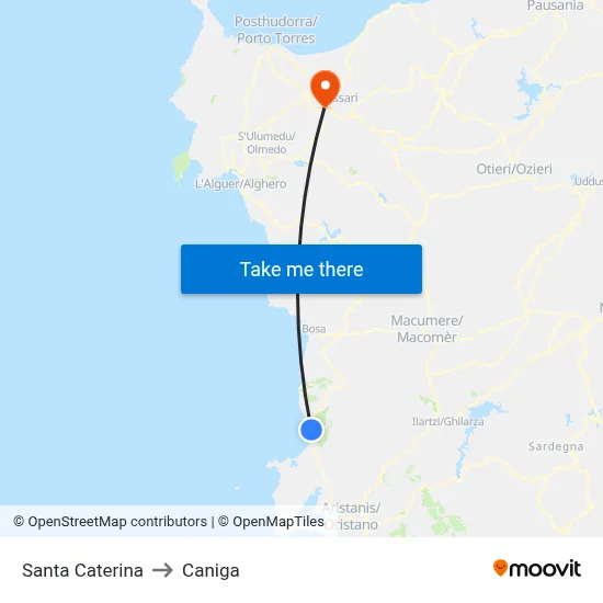 Santa Caterina to Caniga map
