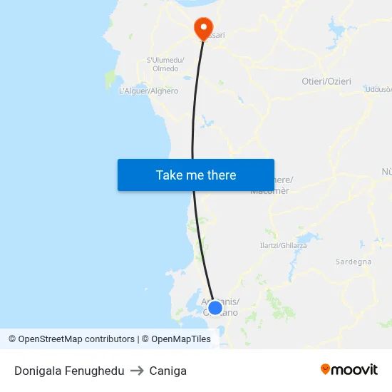 Donigala Fenughedu to Caniga map