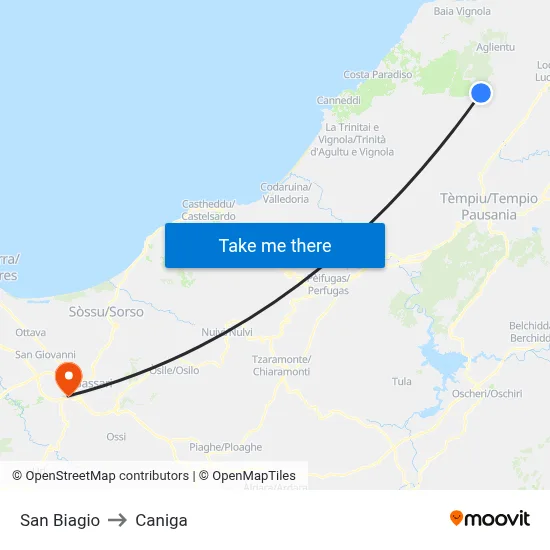 Saint Blaise to Caniga map