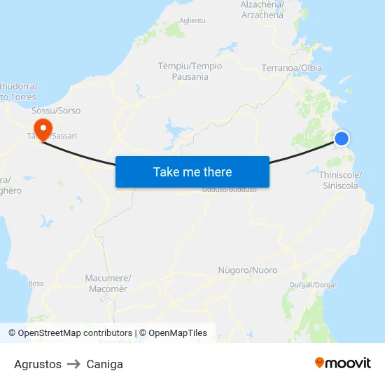 Agrustos to Caniga map