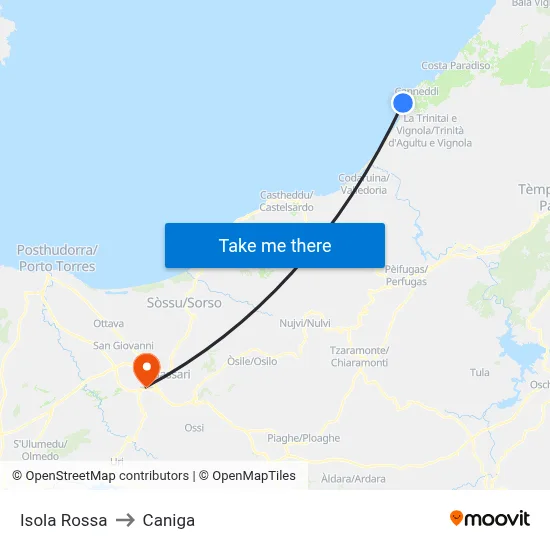 Red Island to Caniga map