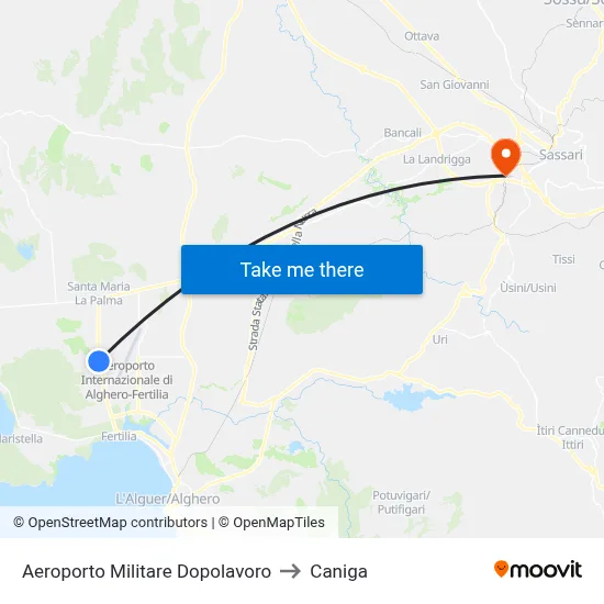 Military Airport Recreation Center to Caniga map