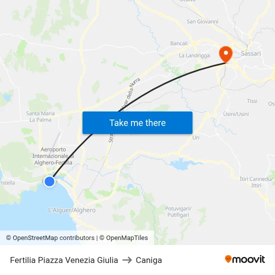 Fertilia Piazza Venezia Giulia to Caniga map
