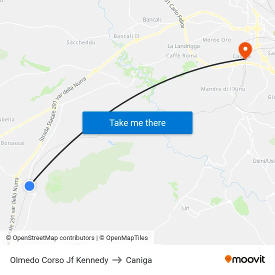 Olmedo JF Kennedy Avenue to Caniga map
