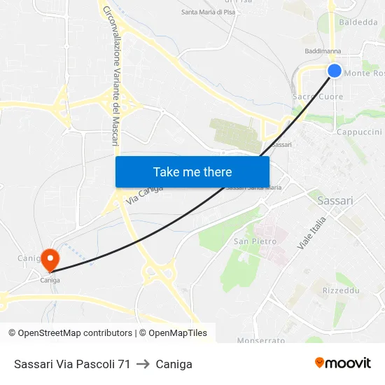 71 Pascoli Street, Sassari to Caniga map