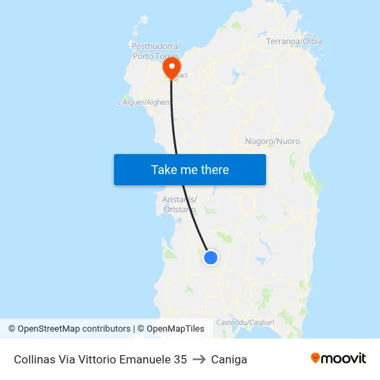 Collinas Vittorio Emanuele Street 35 to Caniga map