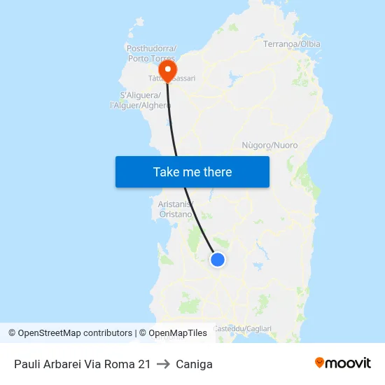 Pauli Arbarei Via Roma 21 to Caniga map