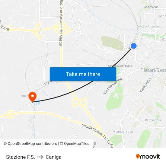 Railway Station to Caniga map