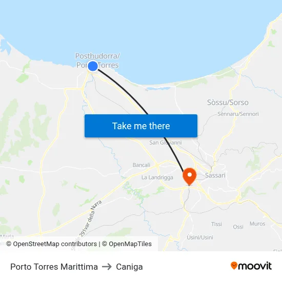 Porto Torres Maritime to Caniga map