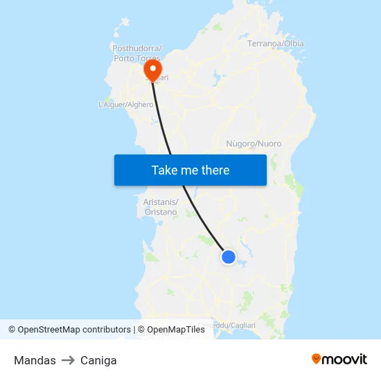 Mandas to Caniga map