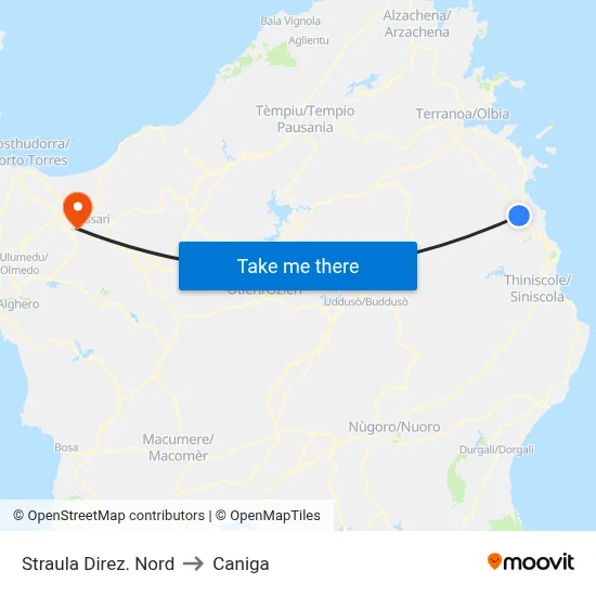 Straula North Direction to Caniga map