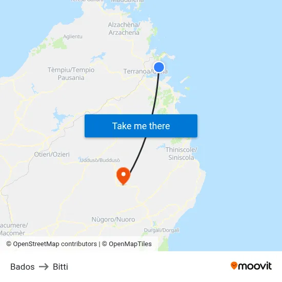 Bados to Bitti map