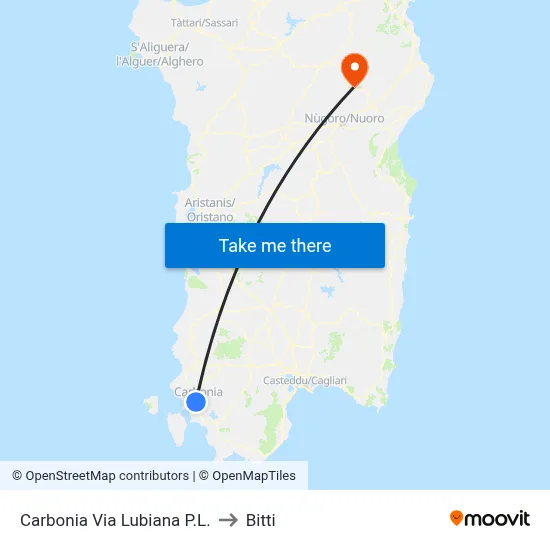Carbonia Via Lubiana Level Crossing to Bitti map