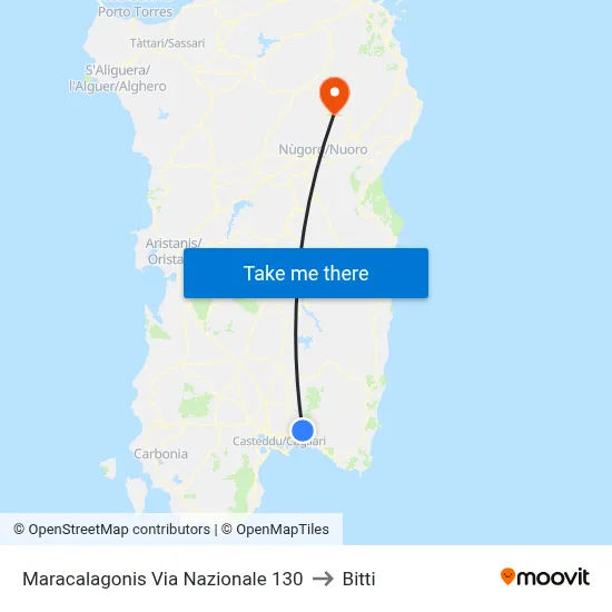 Maracalagonis National Street 130 to Bitti map