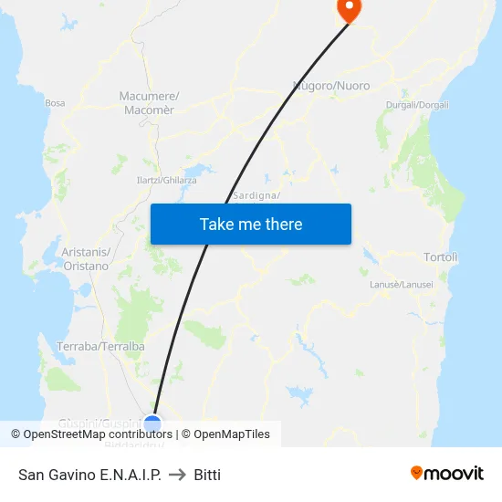 San Gavino E.N.A.I.P. to Bitti map