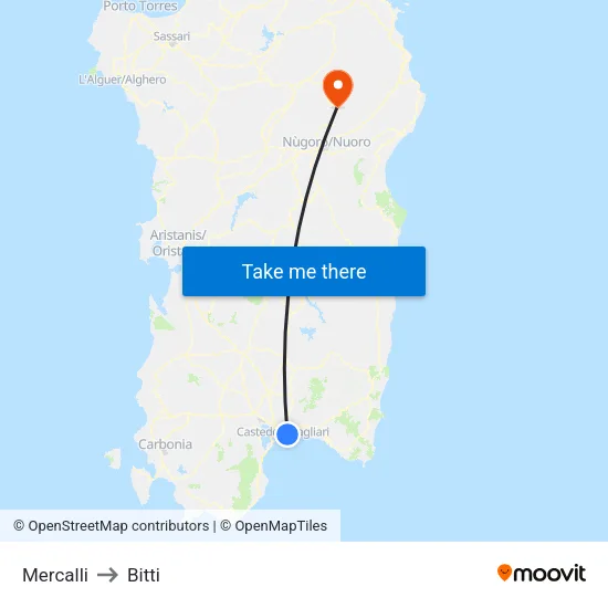 Mercalli to Bitti map