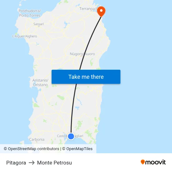 Pythagoras to Monte Petrosu map