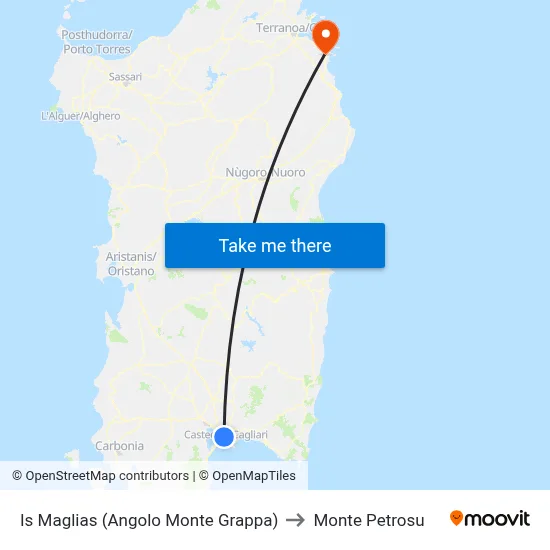 Is Maglias (Corner of Monte Grappa) to Monte Petrosu map