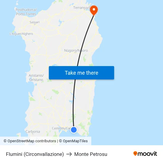 Flumini (Ring Road) to Monte Petrosu map