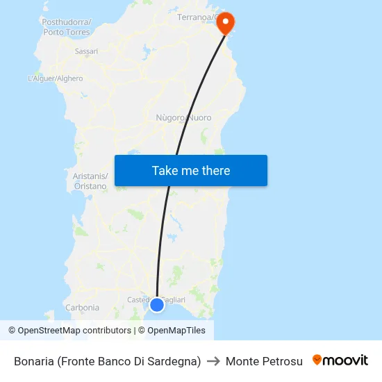 Bonaria (Opposite Banco Di Sardegna) to Monte Petrosu map