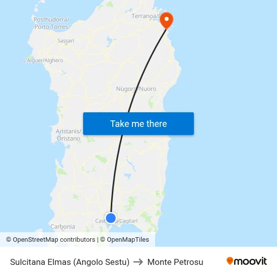 Sulcitana Elmas (Corner of Sestu) to Monte Petrosu map