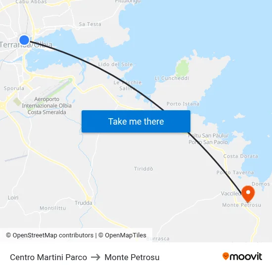 Martini Park Center to Monte Petrosu map