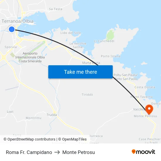 Roma Opposite Campidano to Monte Petrosu map