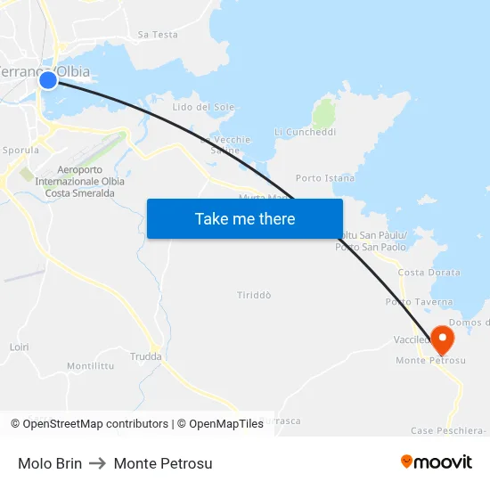 Brin Pier to Monte Petrosu map