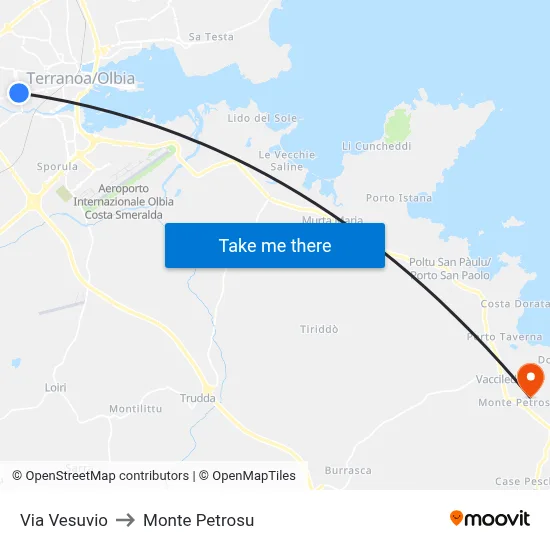 Via Vesuvio to Monte Petrosu map