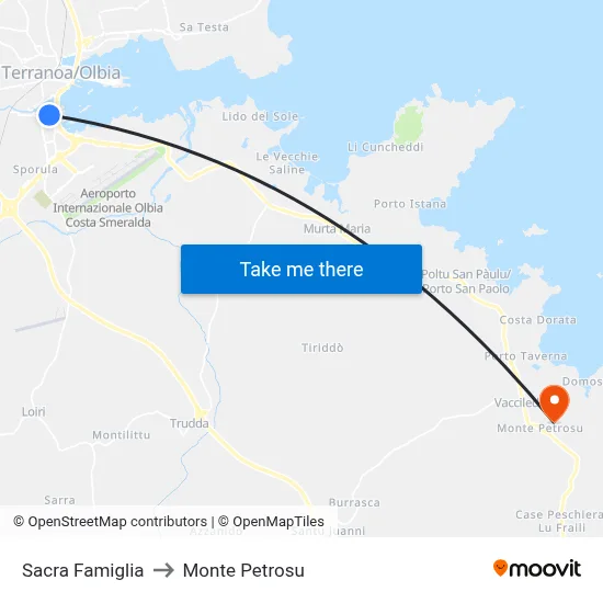 Sacred Family to Monte Petrosu map