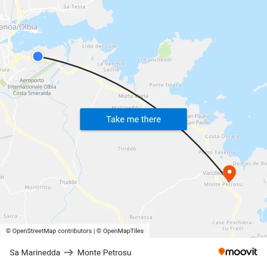 Sa Marinedda to Monte Petrosu map