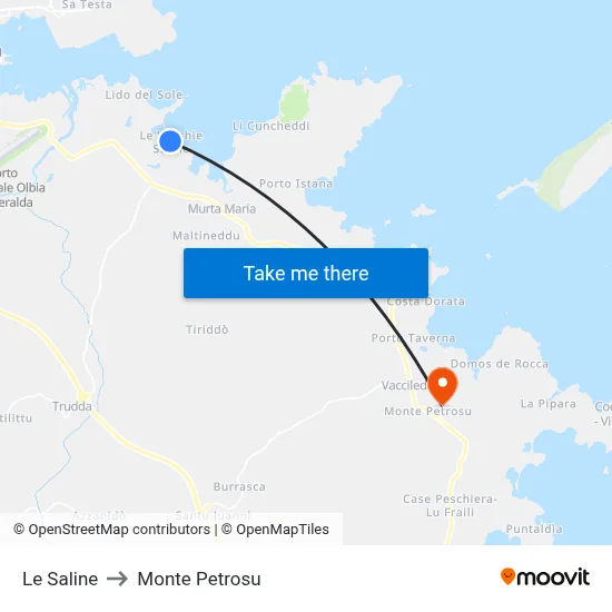 The Salines to Monte Petrosu map