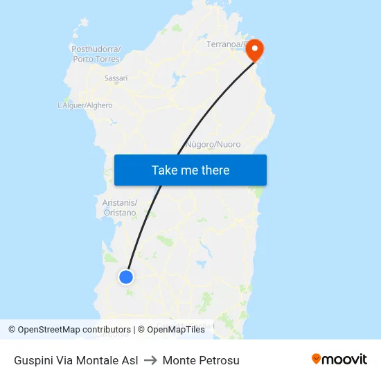 Guspini Montale Street ASL to Monte Petrosu map