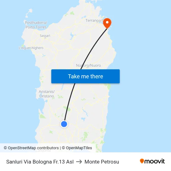 Sanluri Via Bologna #13 ASL to Monte Petrosu map