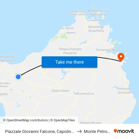 Giovanni Falcone Square Terminal to Monte Petrosu map