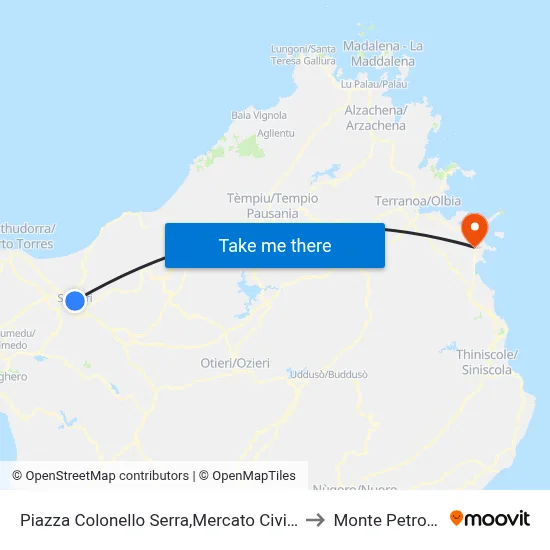 Colonel Serra Square, Civic Market to Monte Petrosu map