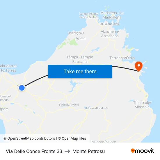 Delle Conce Street Opposite 33 to Monte Petrosu map