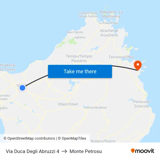 4 Duke of Abruzzi Street to Monte Petrosu map