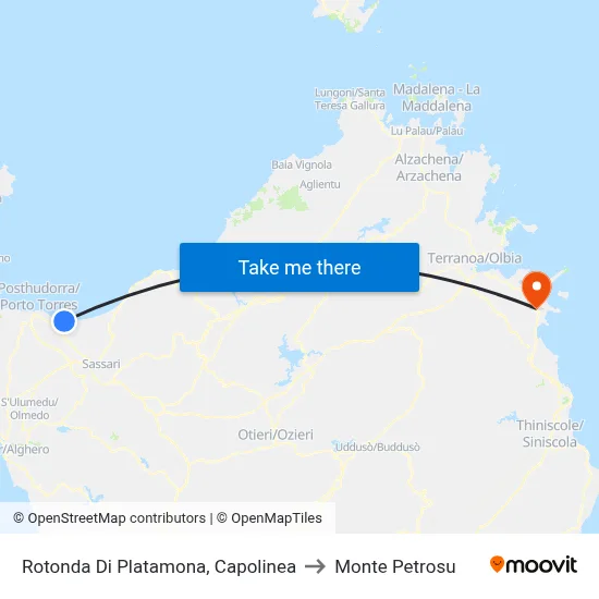 Platamona Roundabout, Terminal to Monte Petrosu map