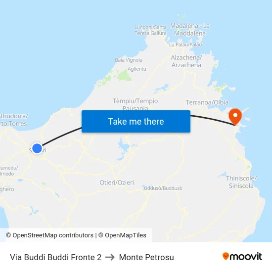 Via Buddi Buddi Opposite 2 to Monte Petrosu map