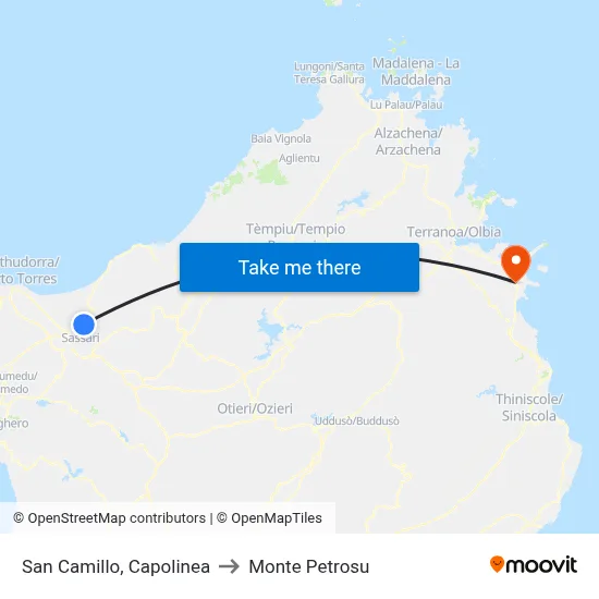 San Camillo, Terminal to Monte Petrosu map