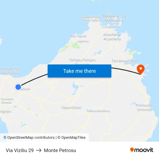 Viziliu Street 29 to Monte Petrosu map