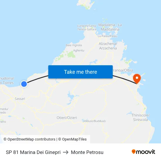 SP 81 Marina Dei Ginepri to Monte Petrosu map